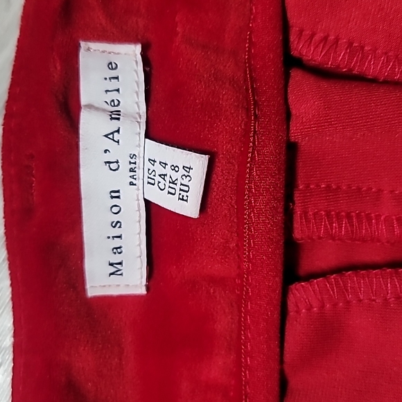 Maison d' Amelie Red Velvet Pants - Picture 6 of 10